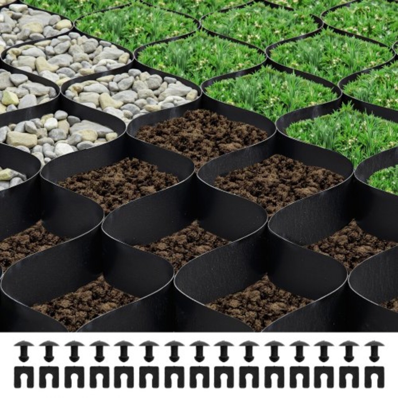 Black HDPE Geo Grid 2in Gravel Stabilizer for Driveway Pathway Ground Grid